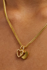 Double Layer Heart Necklace - 10mm - Gold