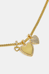 Triple Layer Heart Necklace - 25mm - Gold