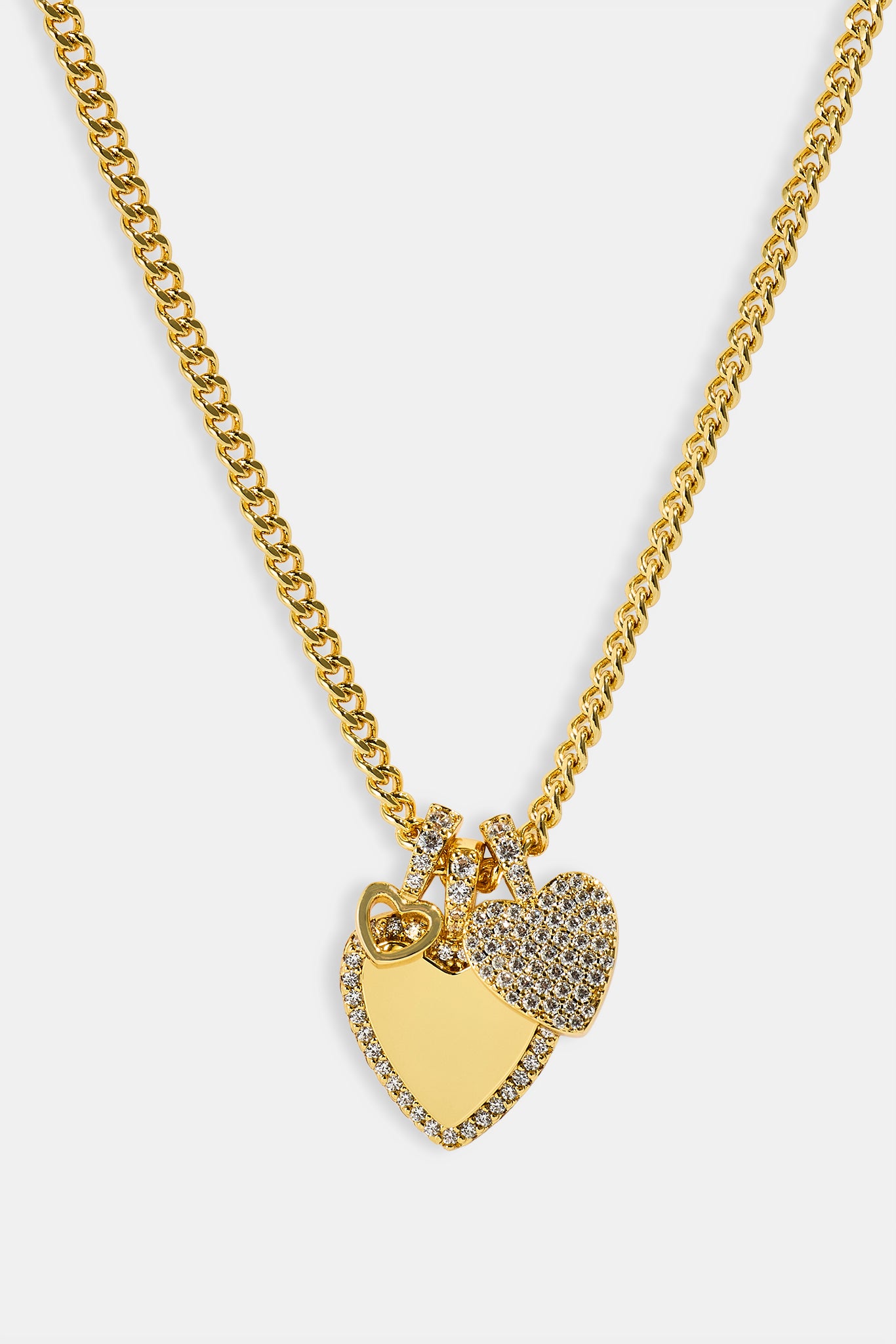 Triple Layer Heart Necklace - 25mm - Gold