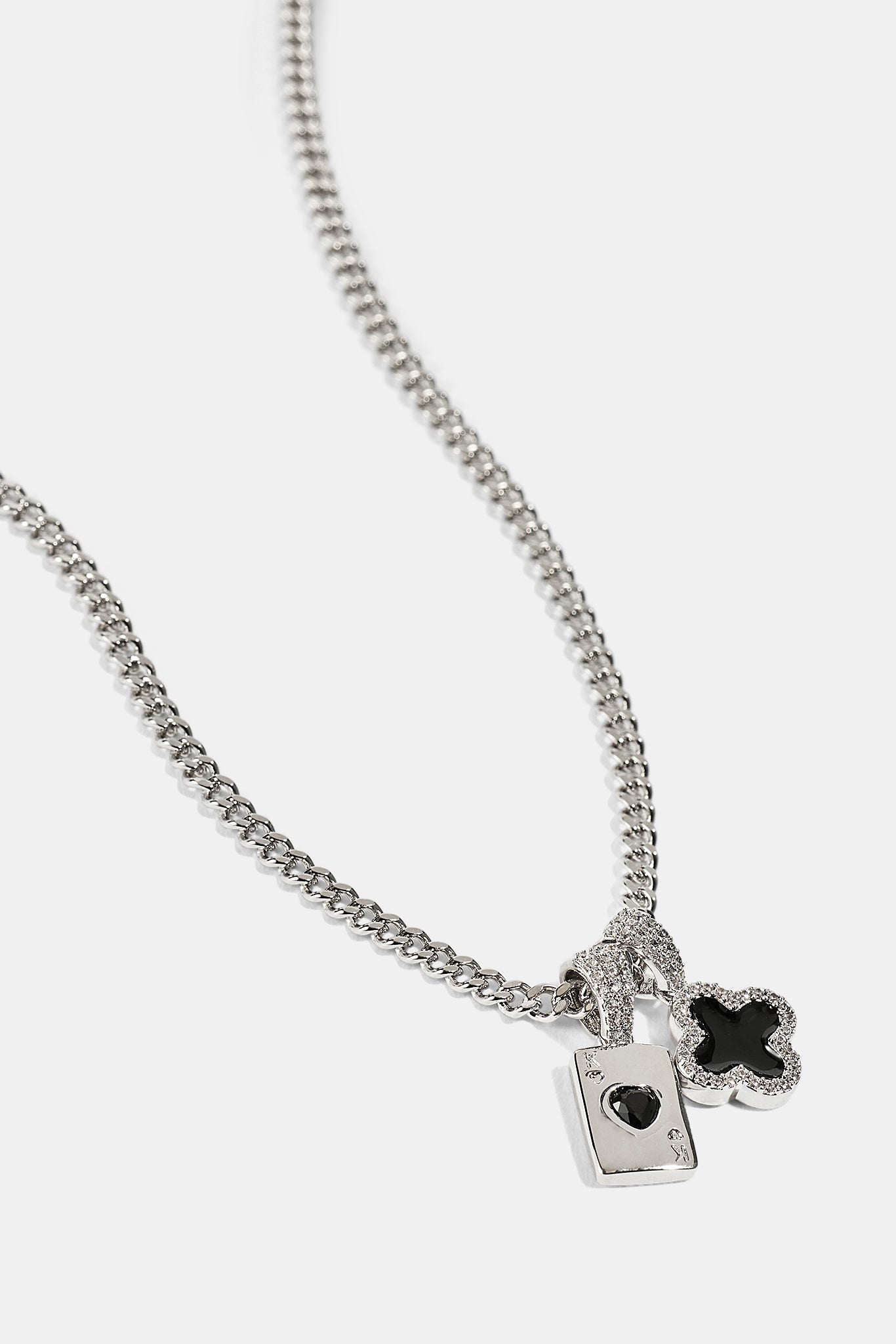 Mens Motif & Gem Card Necklace - 10mm - White