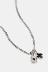 Mens Motif & Gem Card Necklace - 10mm - White