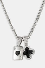 Mens Motif & Gem Card Necklace - 10mm - White