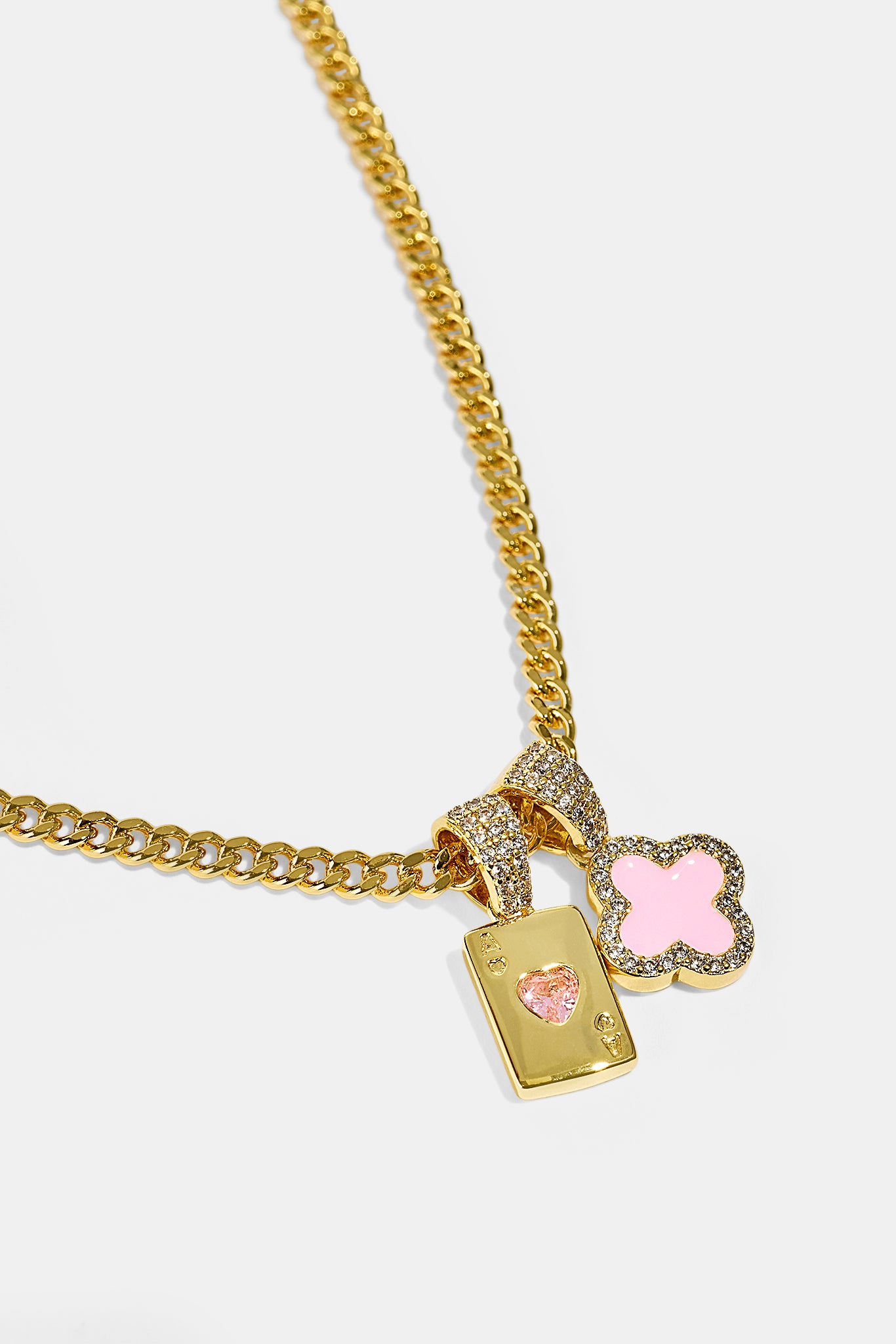 Motiv- und Edelsteinkarten-Halskette – 10 mm – Gold