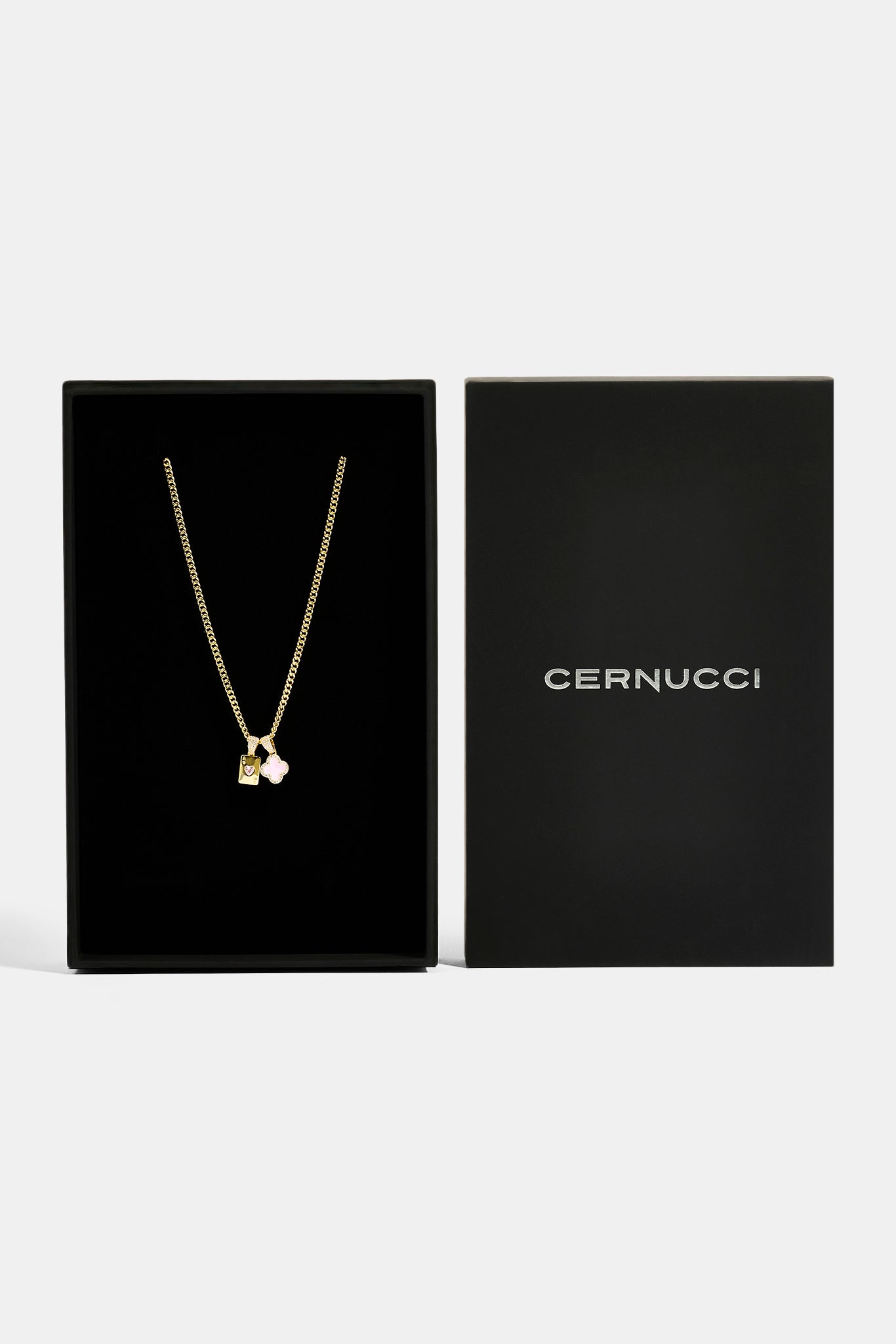 Motif & Gem Card Necklace - 10mm - Gold & Large Premium Gift Box