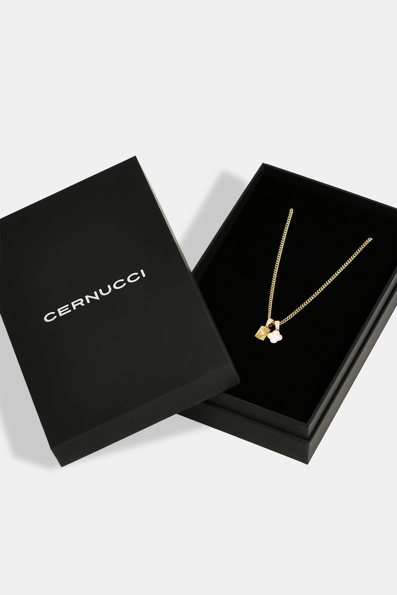 Motif & Gem Card Necklace - 10mm - Gold & Large Premium Gift Box