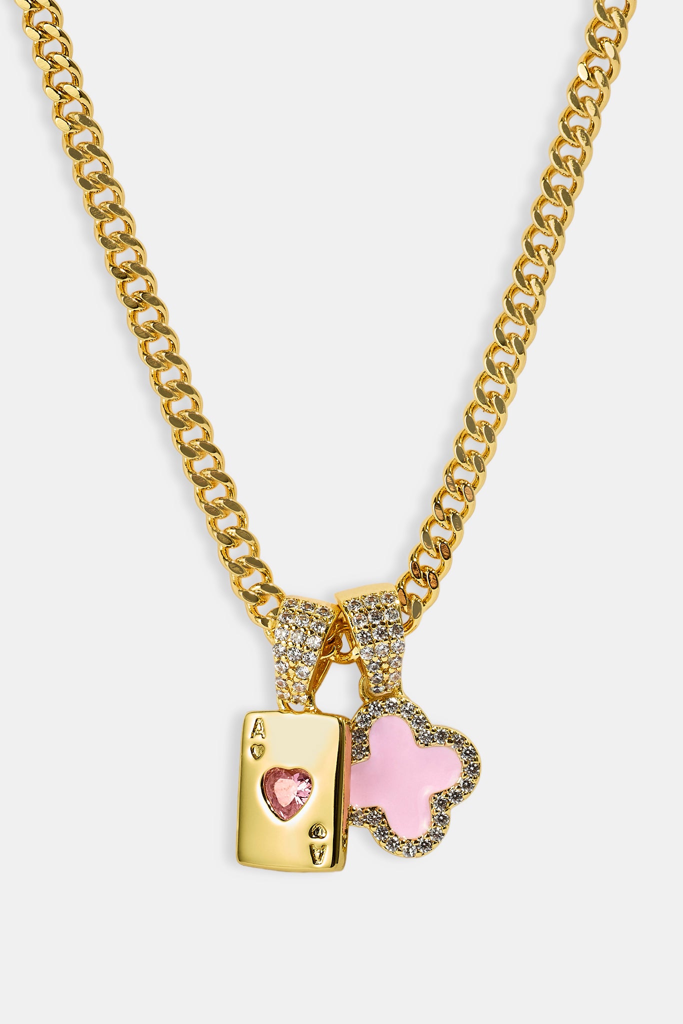 Motif & Gem Card Necklace - 10mm - Gold