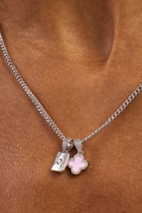 Motif & Gem Card Necklace - 10mm - White
