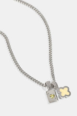Lemon Motif & Gem Card Necklace - 10mm - White