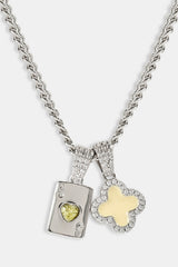 Lemon Motif & Gem Card Necklace - 10mm - White