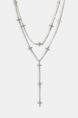 Double Layer Iced Cross Y Drop Chain - 15mm - White