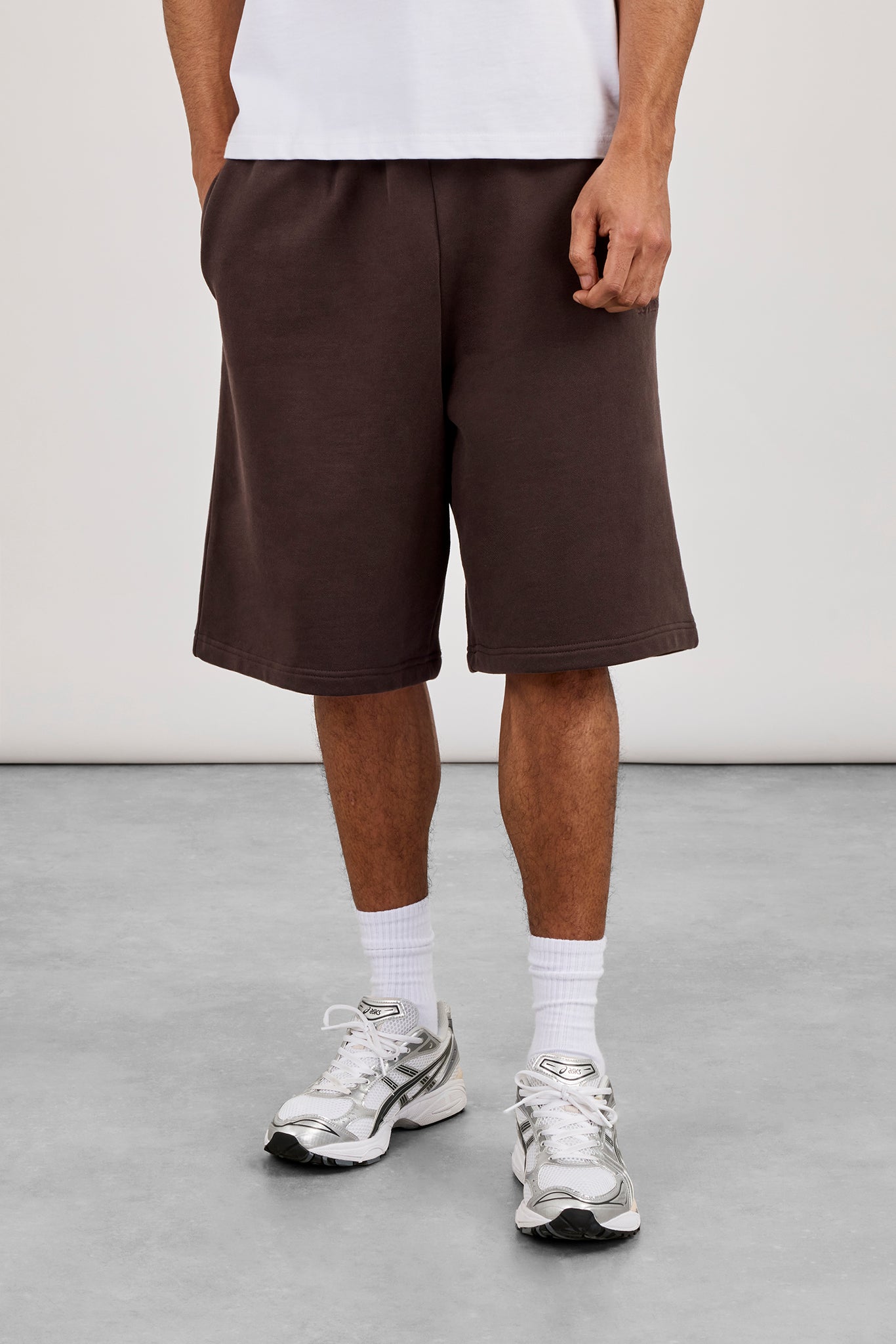 Embroidered Jersey Jort - Coffee