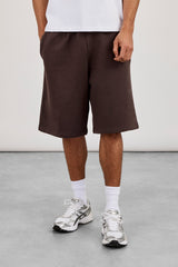 Embroidered Jersey Jort - Coffee