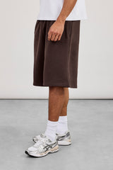 Embroidered Jersey Jort - Coffee