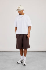 Embroidered Jersey Jort - Coffee