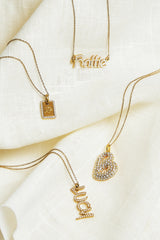 Iced Drop Name Necklace - Gold - 10mm