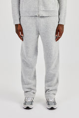 Embroidered Knitted Jogger - Light Grey