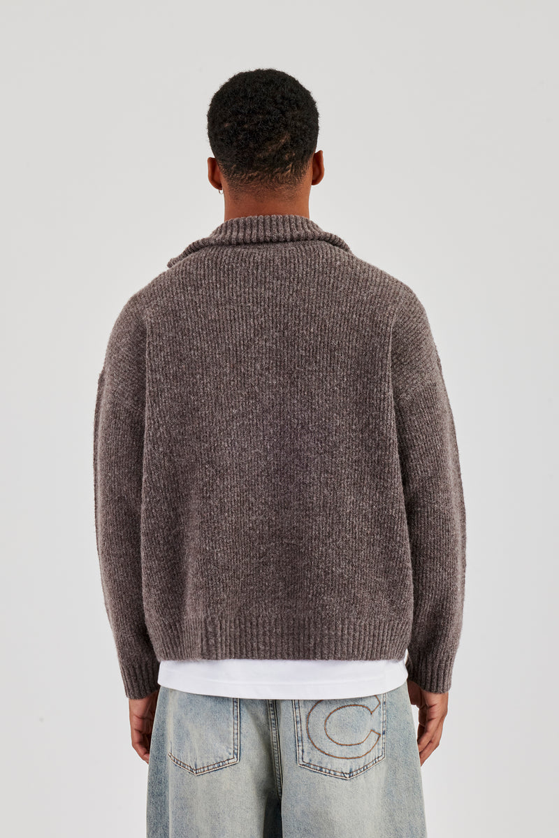 Chunky Knitted Funnel Neck - Mocha