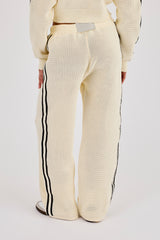 Jogginghose mit weitem Bein und Strickband – Cremeweiß