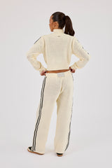 Trainingsjacke mit Stehkragen und weitem Bein, verziert mit Strickbändern – Off-White