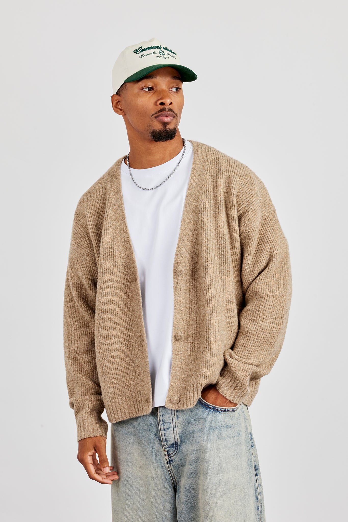 Knitted Cardigan - Taupe | Mens Knitwear | Shop Knitwear Cardigans