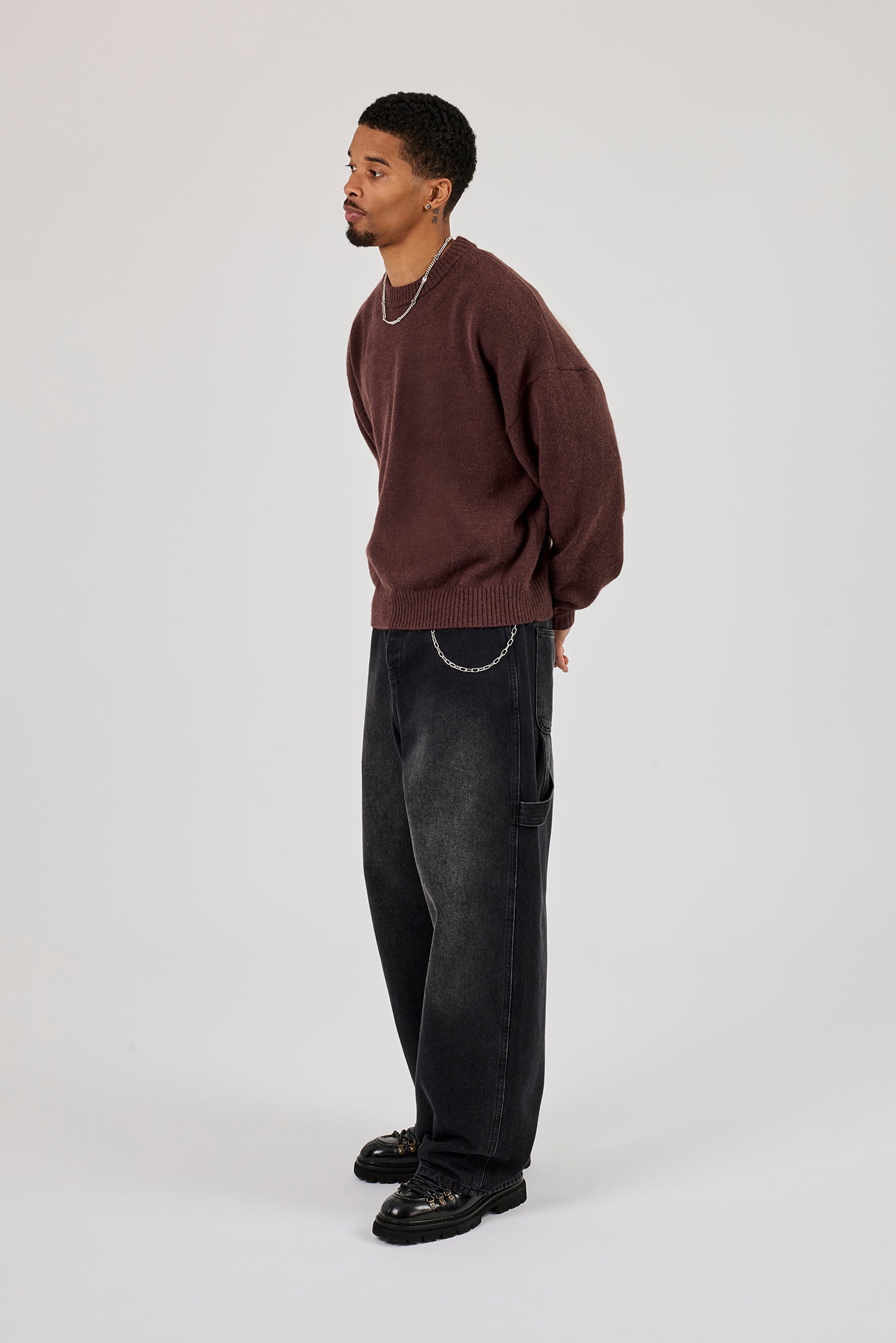 Cernucci Flauschiger Intarsienpullover - Schokolade