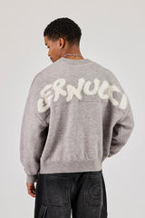 Cernucci Flauschiger Intarsienpullover - Grau