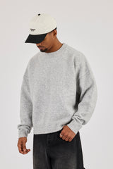 Knitted Applique Sweatshirt - Grey