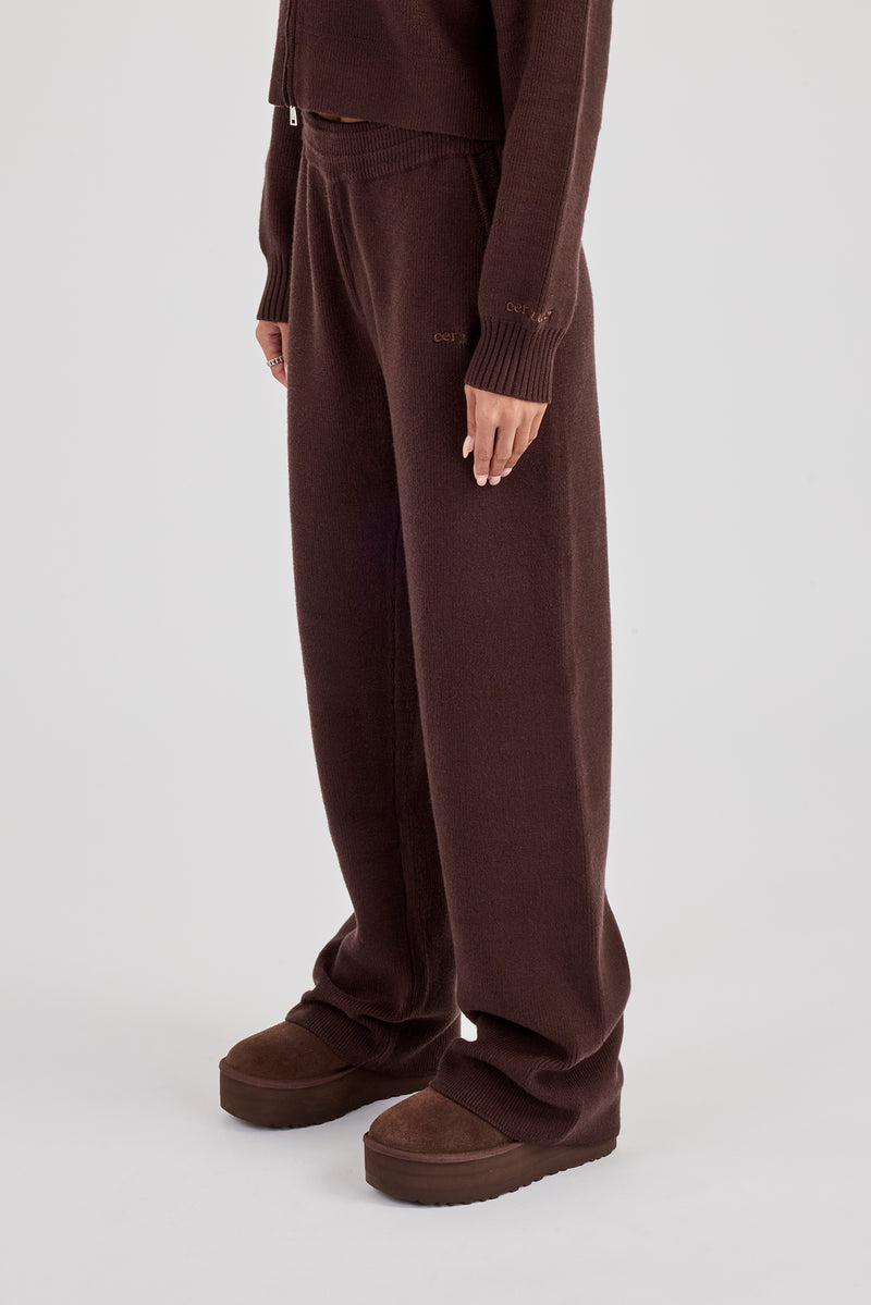 Rib Knit Jogger - Brown
