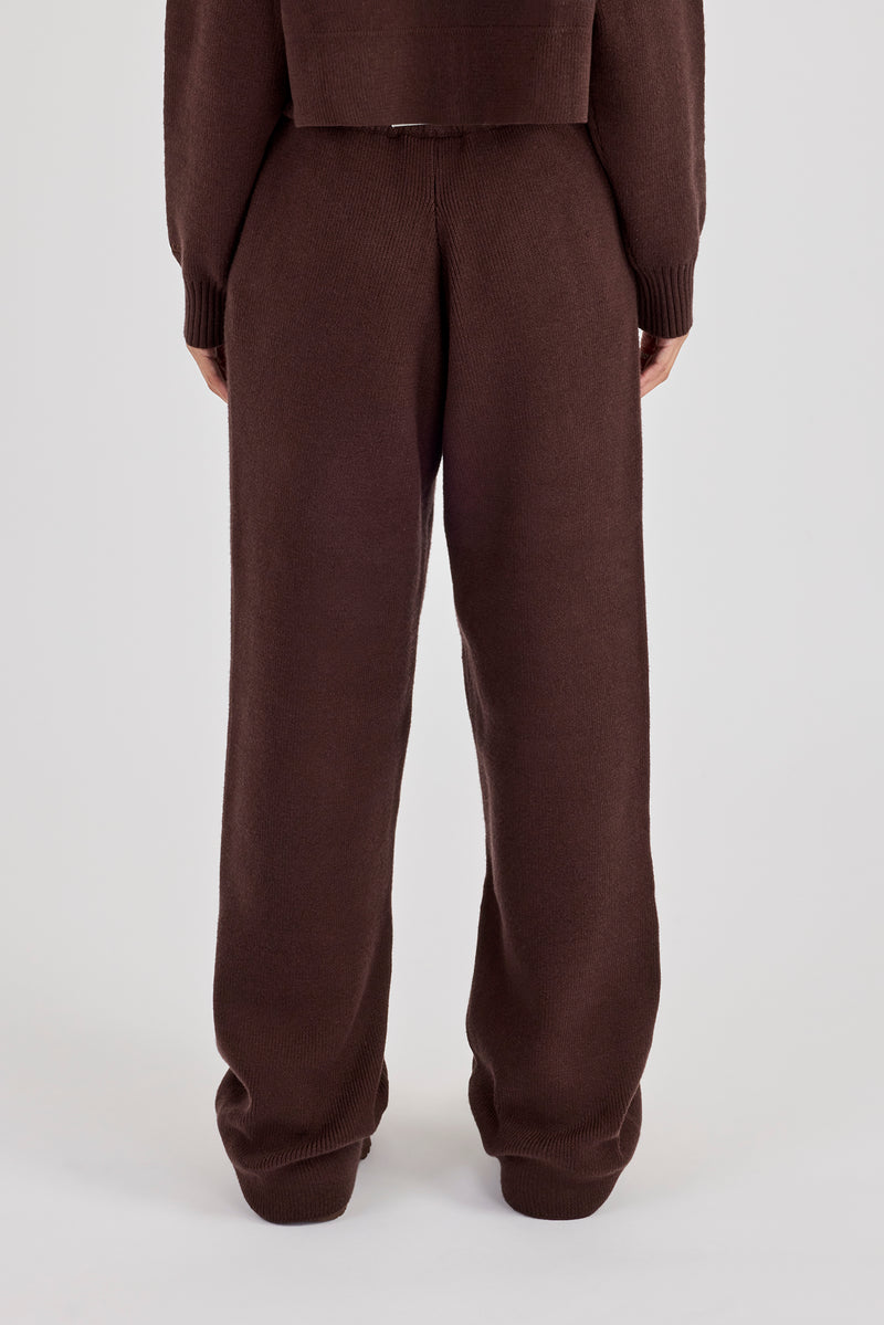 Rib Knit Jogger - Brown