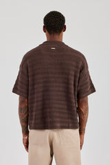 Knitted Boxy Polo - Chocolate