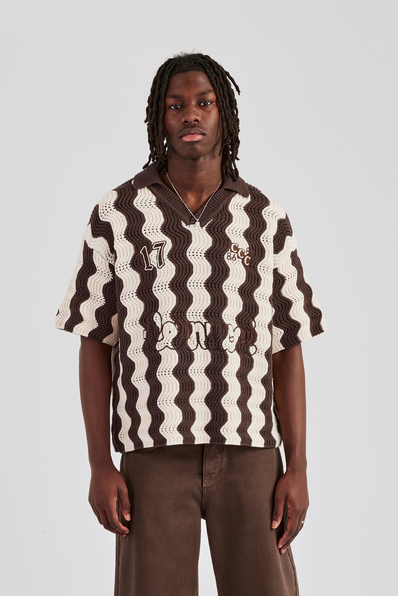 Knitted Football Top - Chocolate
