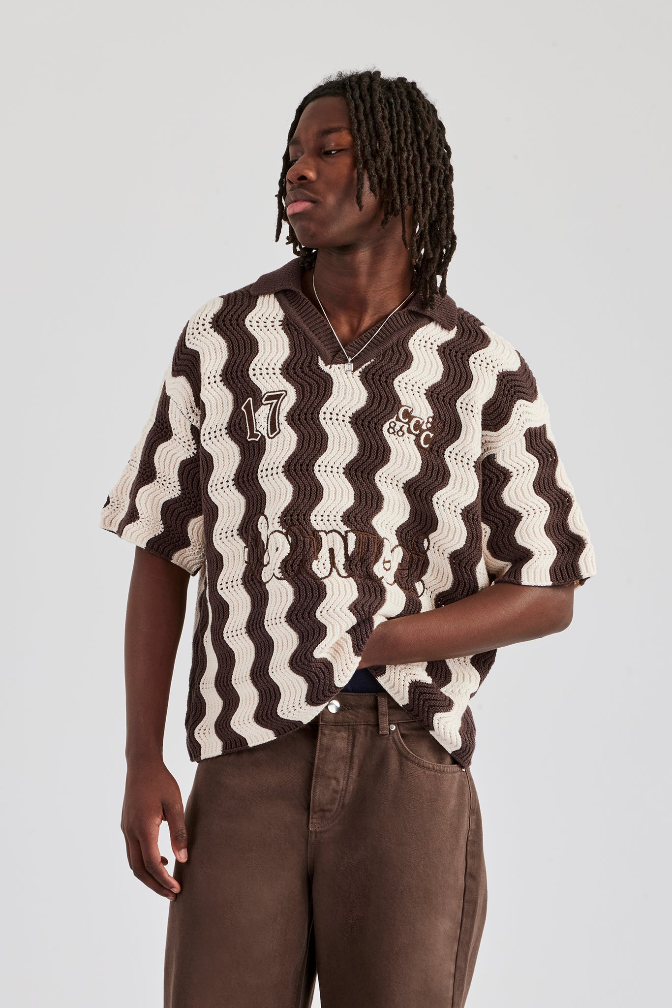 Knitted Football Top - Chocolate | Mens Knitwear | Shop Knitwear