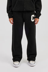 Wide Leg Knitted Jogger - Black