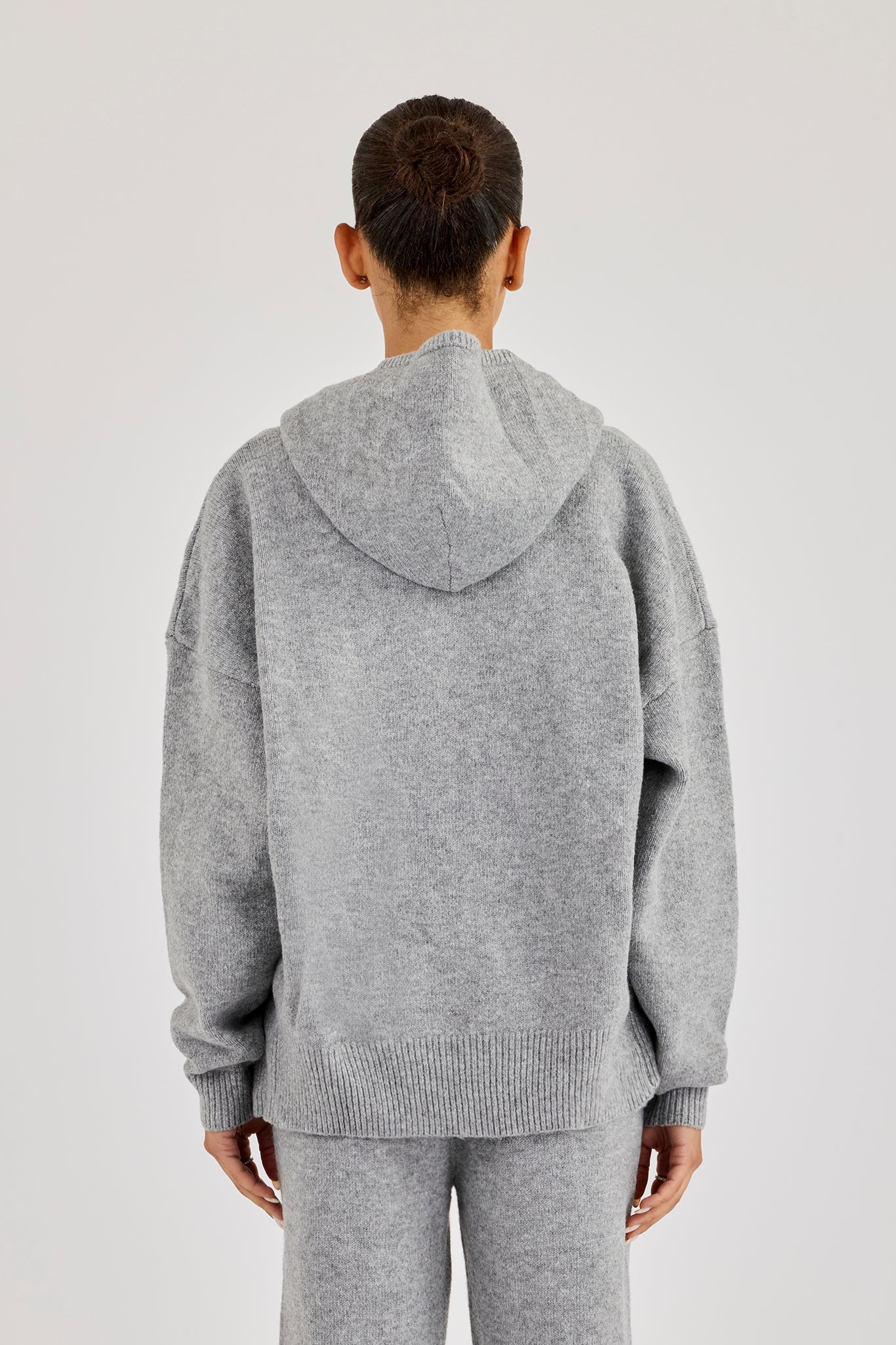 Hooded Zip Through Knitted Jumper - Grey | Womens Knitwear | Shop