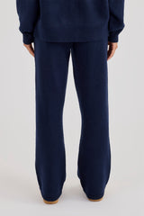 Wide Leg Knitted Jogger - Navy