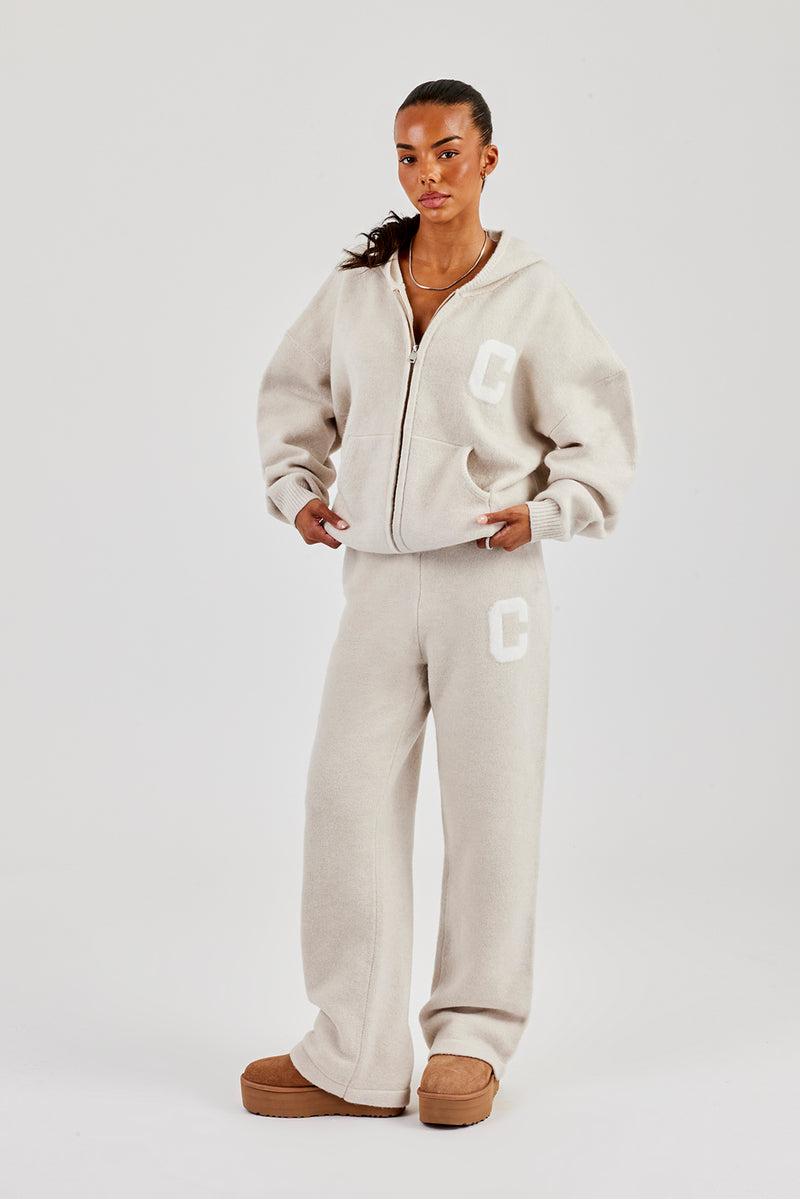 Hooded Zip Through Knitted Tracksuit Womens Sets Shop