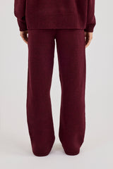 Wide Leg Knitted Jogger - Burgundy
