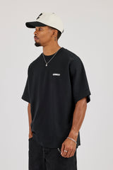 Oversized Cernucci Distressed Graphic T-Shirt - Black