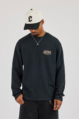 Long Sleeve Multigem Cross T-Shirt - Washed Black