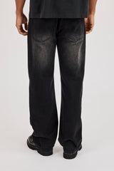 Mens Relaxed Jean & 10mm Cernucci Motif Jean Chain - Washed Black
