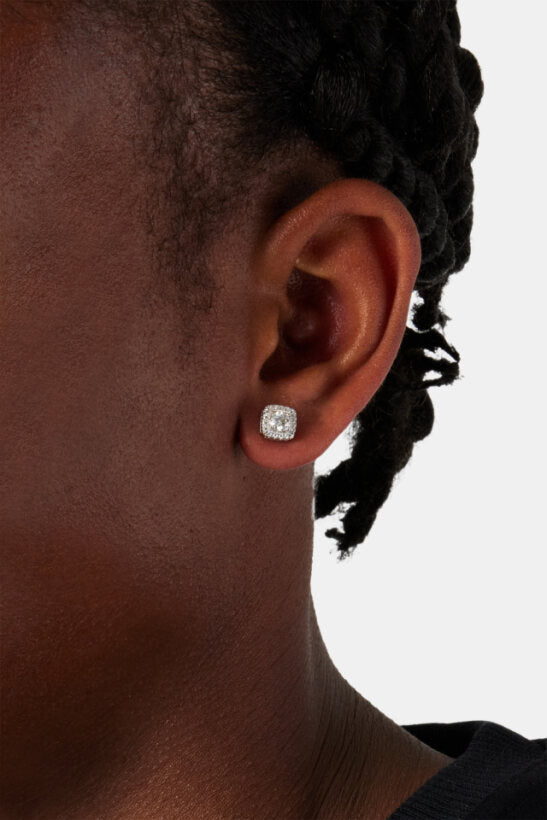 Moissanit-Cluster-Ohrstecker, 7 mm