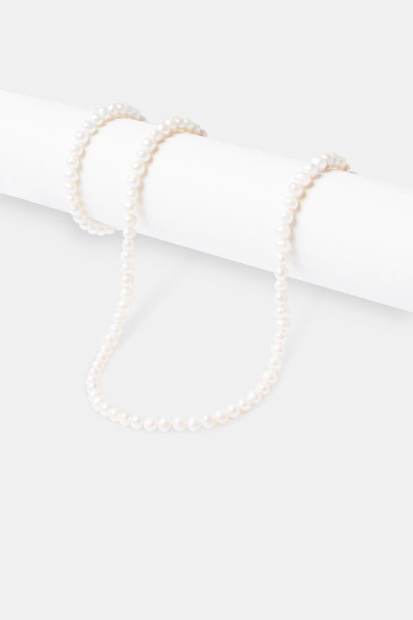 6mm Pearl Chain & Bracelet - White