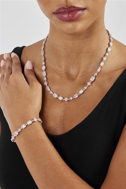 Rosa &amp; Klare Multi-Edelsteinkette &amp; Armband - 6mm