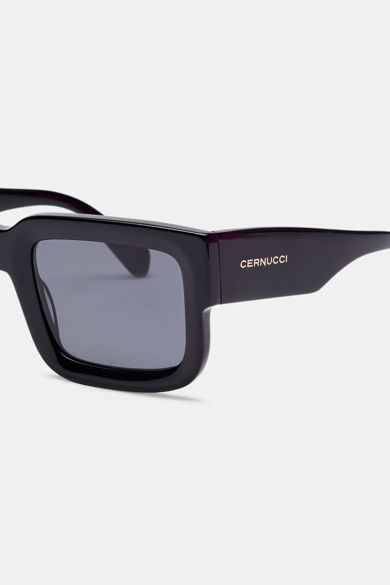 Oversized Thick Frame Acetate Sunglasses Black – Cernucci