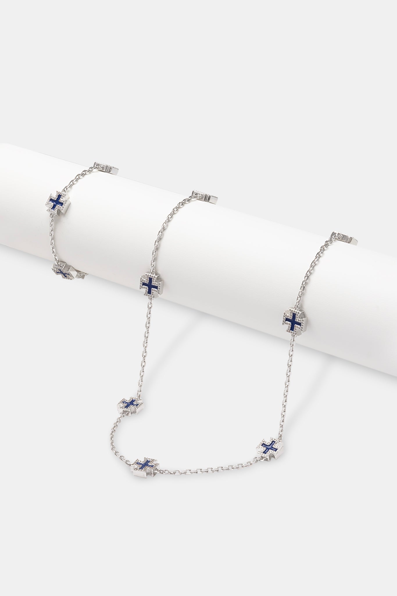 Blue Enamel Cross Motif Chain & Bracelet | Mens Bundles | Shop