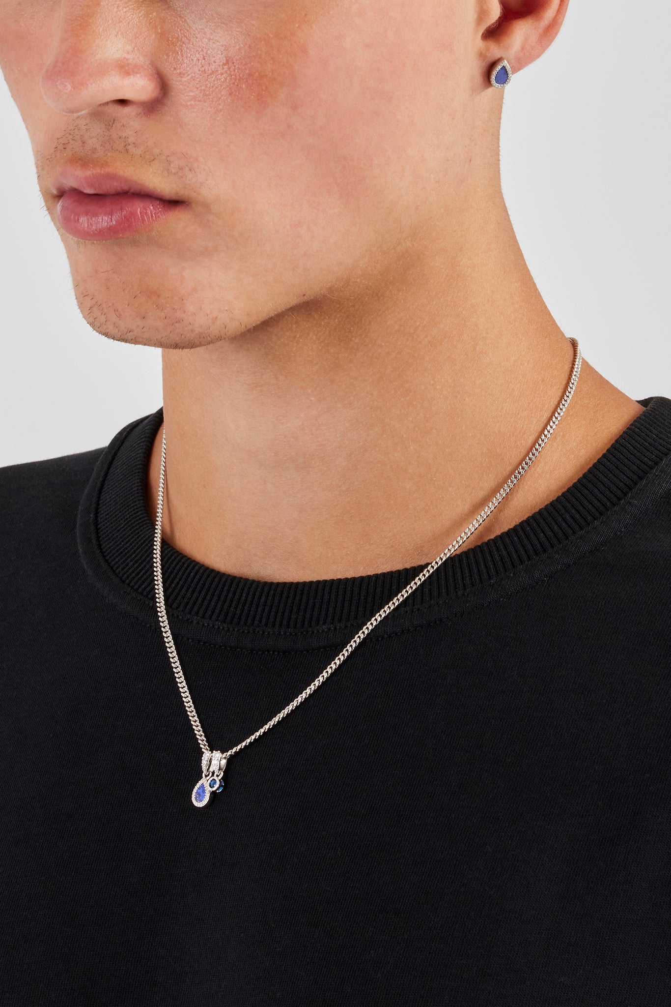 Blue Lapis & Gemstone Pear Necklace & Stud Earrings