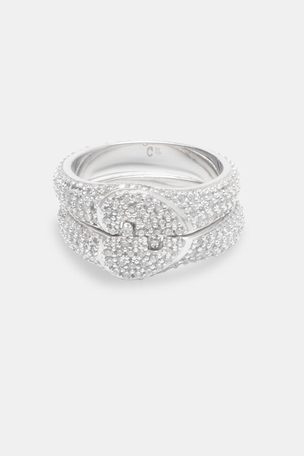 Womens Iced Connecting Heart Ring