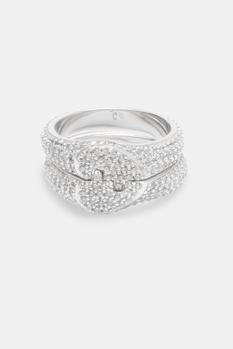 Womens Iced Connecting Heart Ring