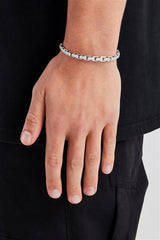 Poliertes und vereistes flaches Gliederarmband – 6 mm