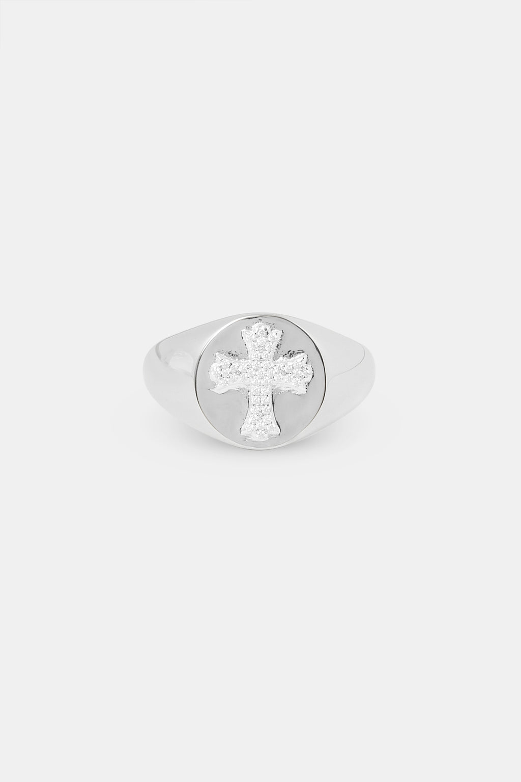 Iced Cross Signet Ring - 15mm | Mens Rings | Shop Signet Rings at ...